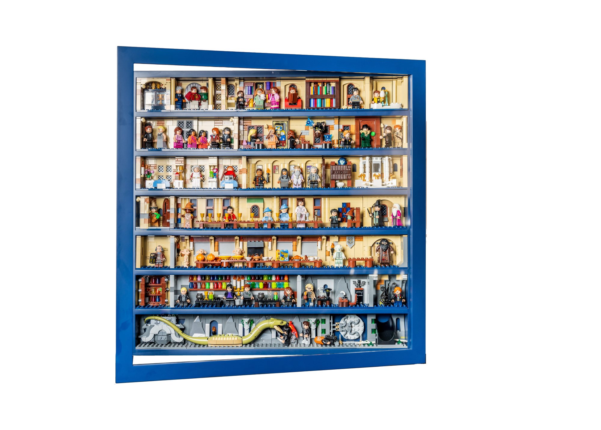 Blue LEGO minifigure display frame